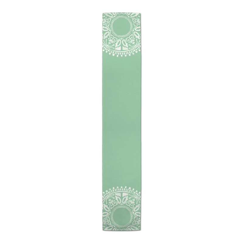 Asunta Rectangular Medallion Table Runner, 72" x 16", Green
