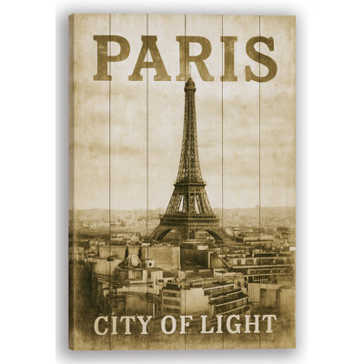 «Paris - Ville de lumière», art mural sur toile Tour Eiffel sépia