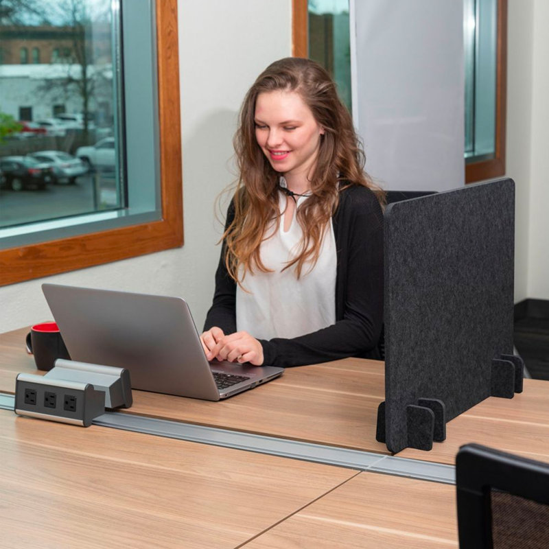 Eco-Friendly Anthracite Gray Acoustic Desk Divider, 28" x 20"