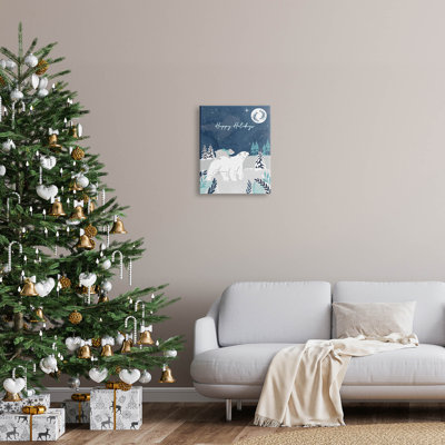 «Happy Holiday Winter Snow Bears», art mural sur toile par Angela Nickeas