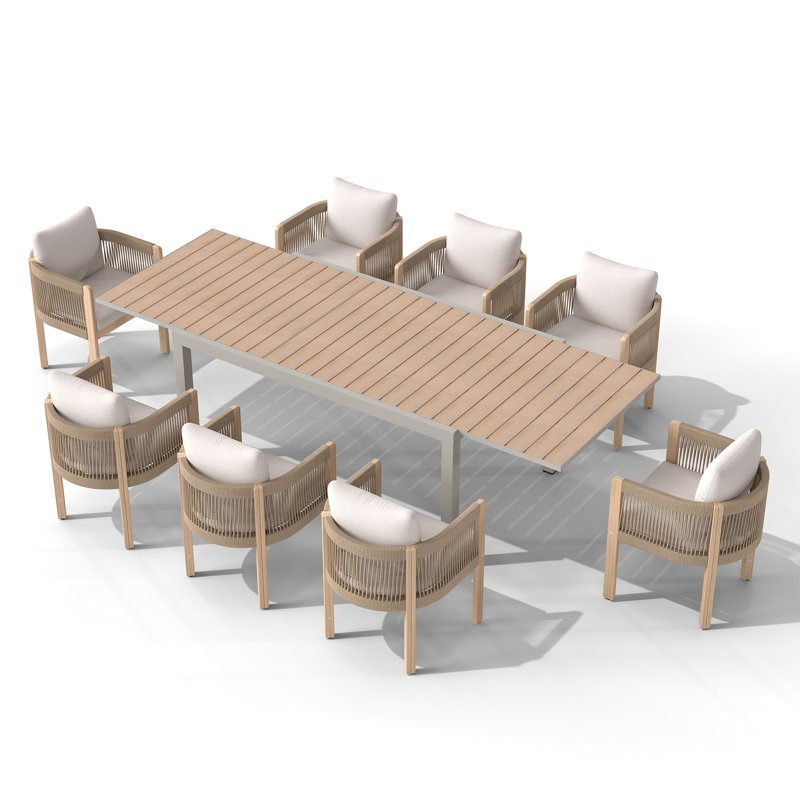 Ensemble repas d'extérieur pour 8 personnes, Brun