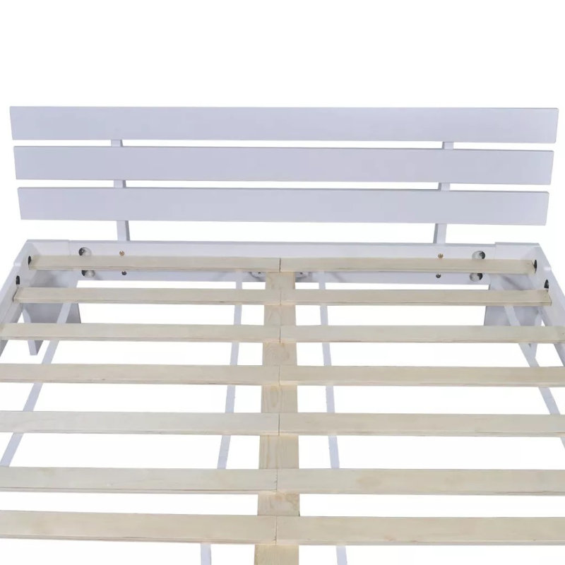 vidaXL Bed Frame Solid Pinewood, White, European Kingsize (160 x 200 cm)