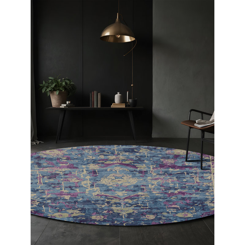 Machine Washable Gray Area Rug, Round 7'