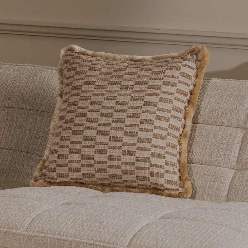 Leone Textured Reversible Throw Pillow, Taupe