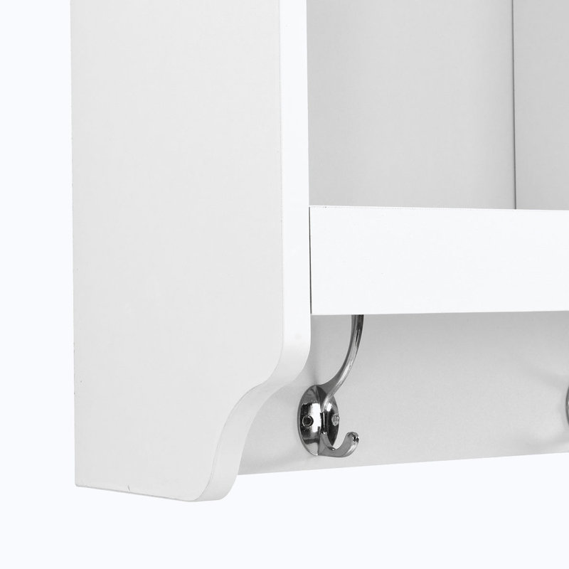Banc de rangement pour chaussures avec tablettes et 4 crochets, Blanc