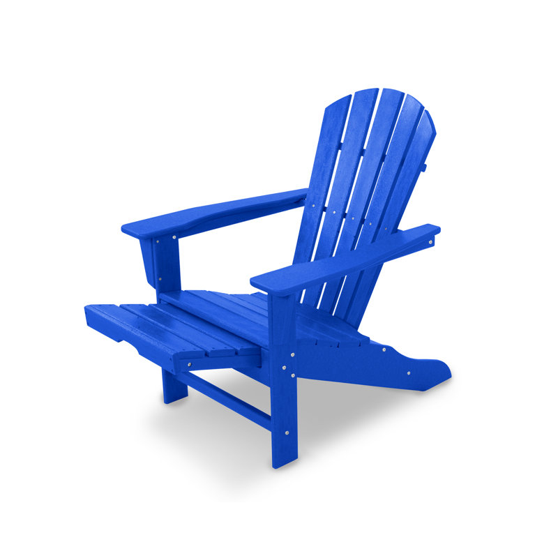 POLYWOOD Palm Coast Ultimate Adirondack with Hideaway Ottoman, Pacific Blue
