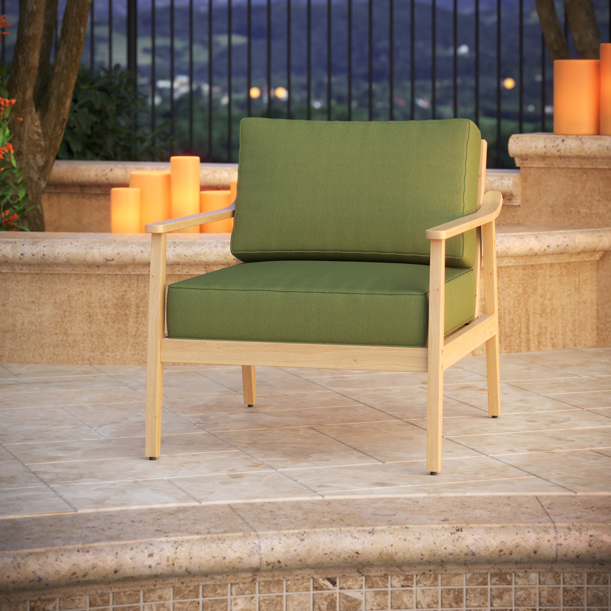 Outdoor Sunbrella Seat/Back Cushion, Spectrum Cilantro Sunbrella® Plainweave