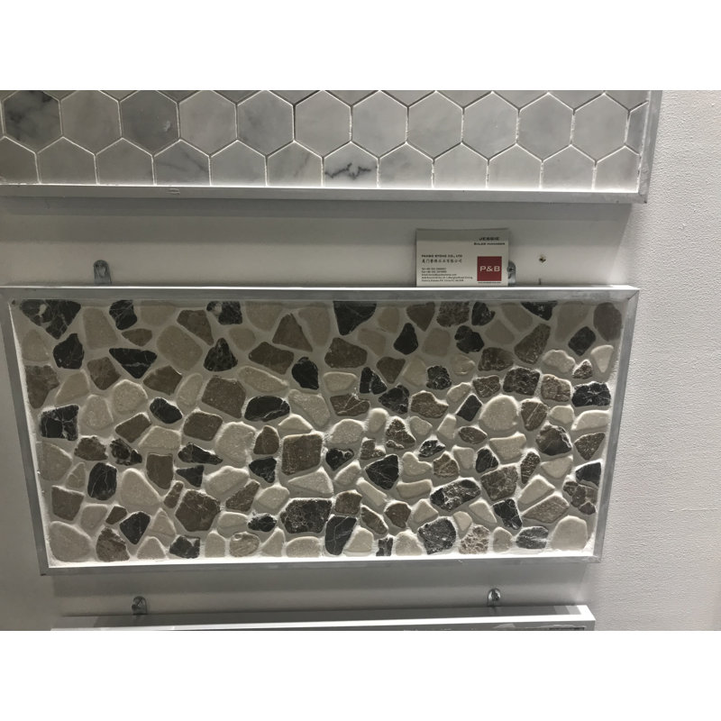 Beige/Brown Natural Stone Flat Pebble Mosaic Wall & Floor Tile