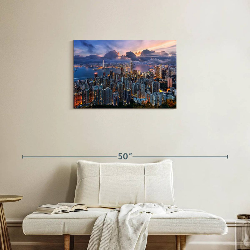 Lever de soleil Sirci à Hong-kong, H 20 po x l 30 po