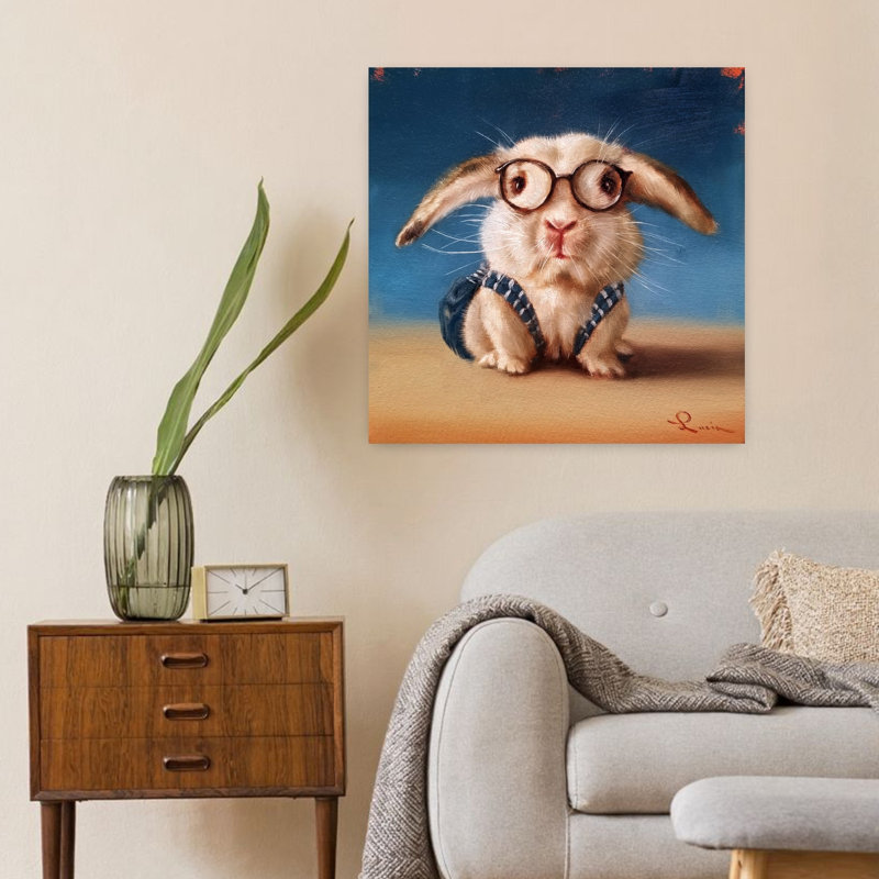 Rentrée scolaire, art contemporain de lapin, H 24 po x l 24 po
