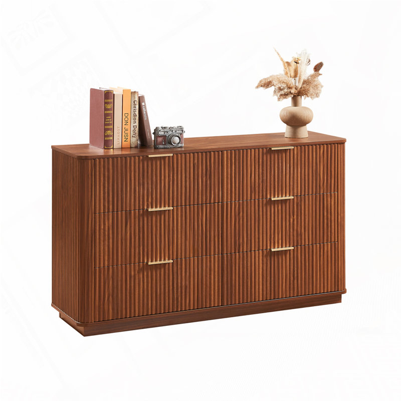 Commode en bois avec 6 tiroirs, Noyer