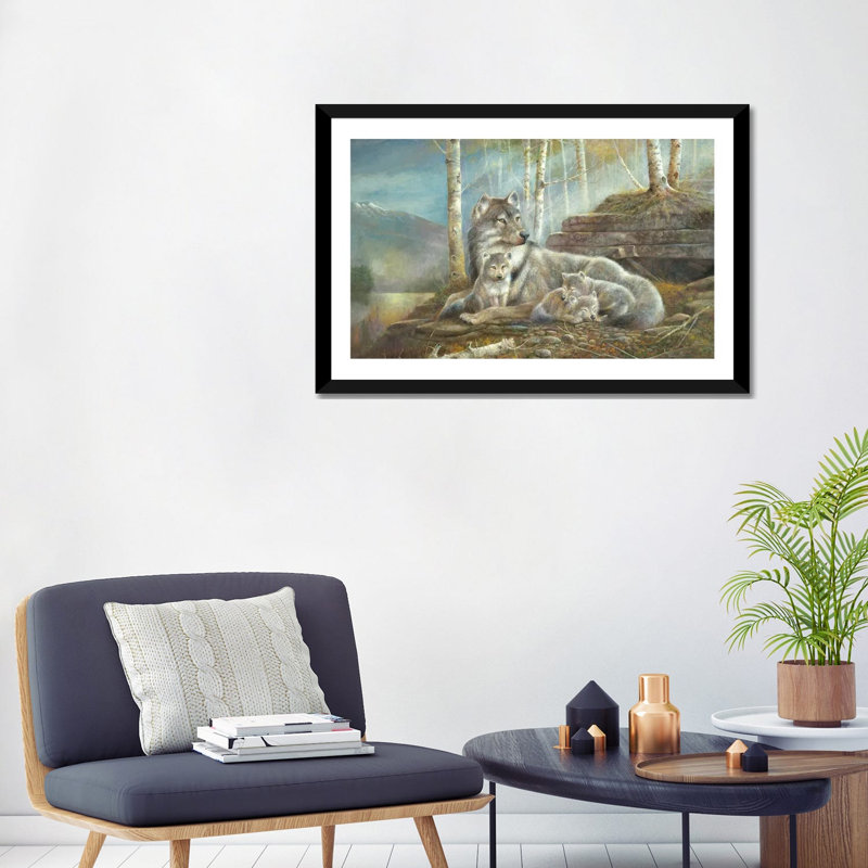 «Safe and Sound» par Ruane Manning - reproduction d'art, H 24 po x l 32 po x P 1 po, Papier encadré noir, Blanc