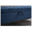 Banc de lit 59 po en lin et coton bleu avec compartiment de rangement et rembourrage en mousse