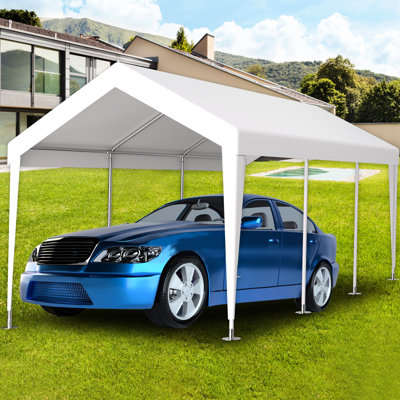 Bâche de remplacement pour abri d'auto 3 x 6 m (10 x 20 pi) - Imperméable et protégée. Matériau de qualité. 72 cordons élastiques. Bord renforcé. Installation simple et rangement pratique. Blanche. Polyvalente pour abri de véhicule extérieur.