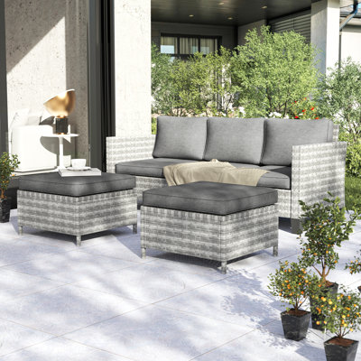 Balcom 3 - Person Outdoor Seating Group with Cushions by Ebern Designs