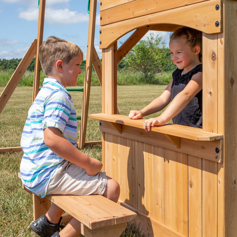 Montpelier Cedar Wood Swing Set with Slide and Monkey Bars