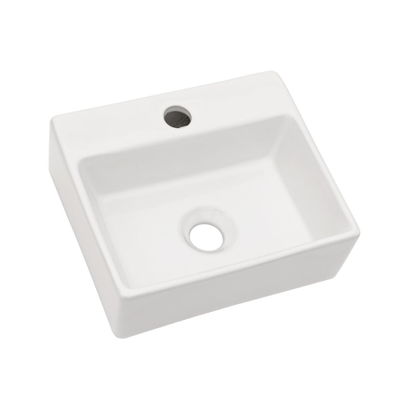 Lavabo mural contemporain en céramique résistant aux taches pour salle de bain