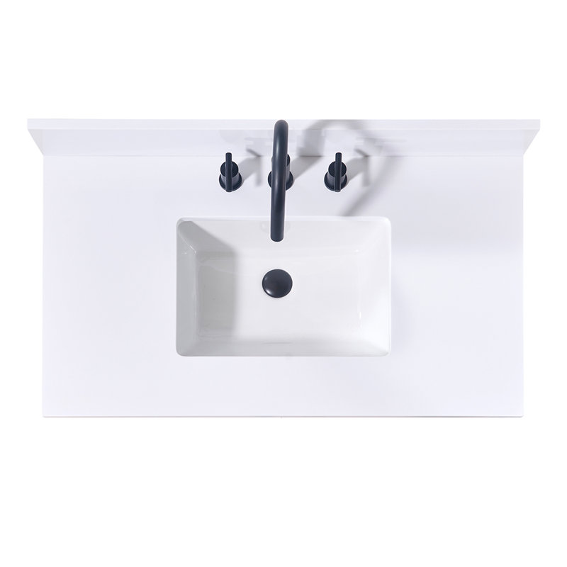 37-Inch Snow White Composite Stone Vanity Top with Sink