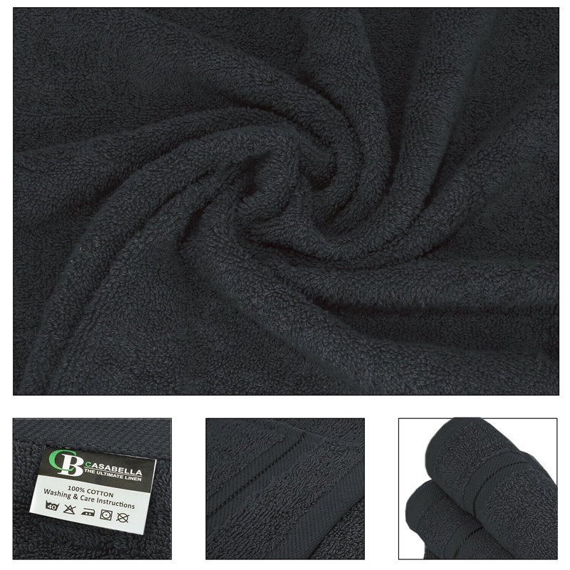 Casabella Luxury Face Towel, Black