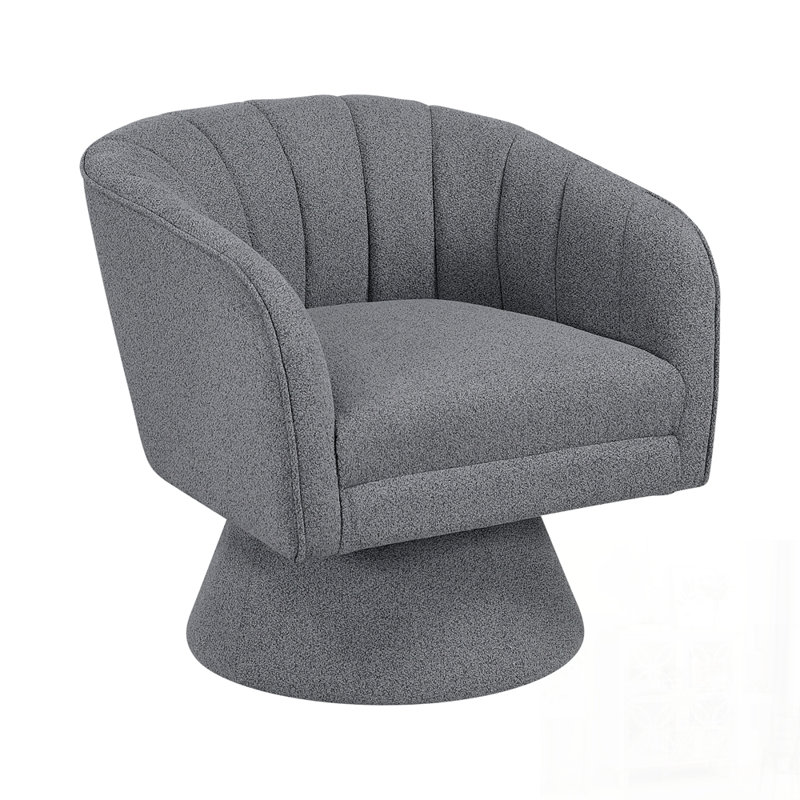 Fauteuil d'appoint pivotant moderne avec revêtement Boucle, structure en bois massif et coussin de siège confortable en mousse pour la décoration intérieure