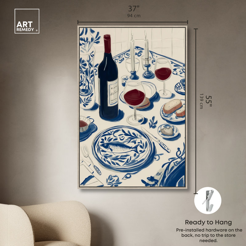 «Dinner II», reproduction d'art sur toile encadrée par Art Remedy, cadre blond, 36 x 54, H 55 po x l 37 po, Cadre blond