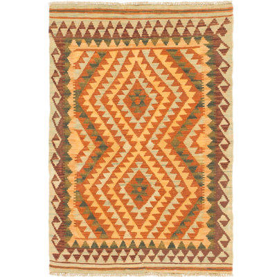 Tapis en laine rouge 3 pi x 4 pi 5 po one-of-kind main-noué la new age Elland