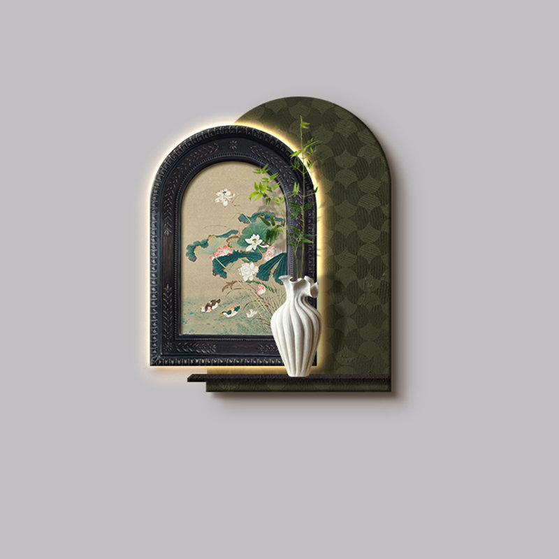 Art mural noir et vert en forme de grès, H 47,24 po x l 38,58 po