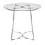 Table de salle à manger contemporaine en chrome avec plateau en verre transparent