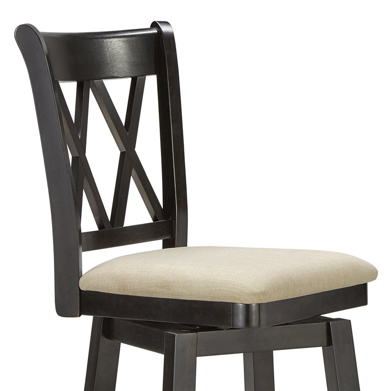 Tabouret de bar et de comptoir pivotant Fortville, Noir antique, Tabouret de comptoir (siège d'une hauteur de 25,7