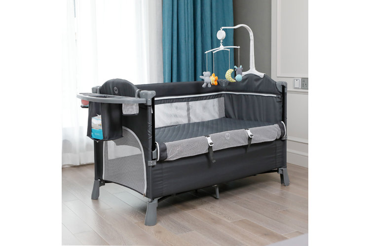 black and gray bassinet