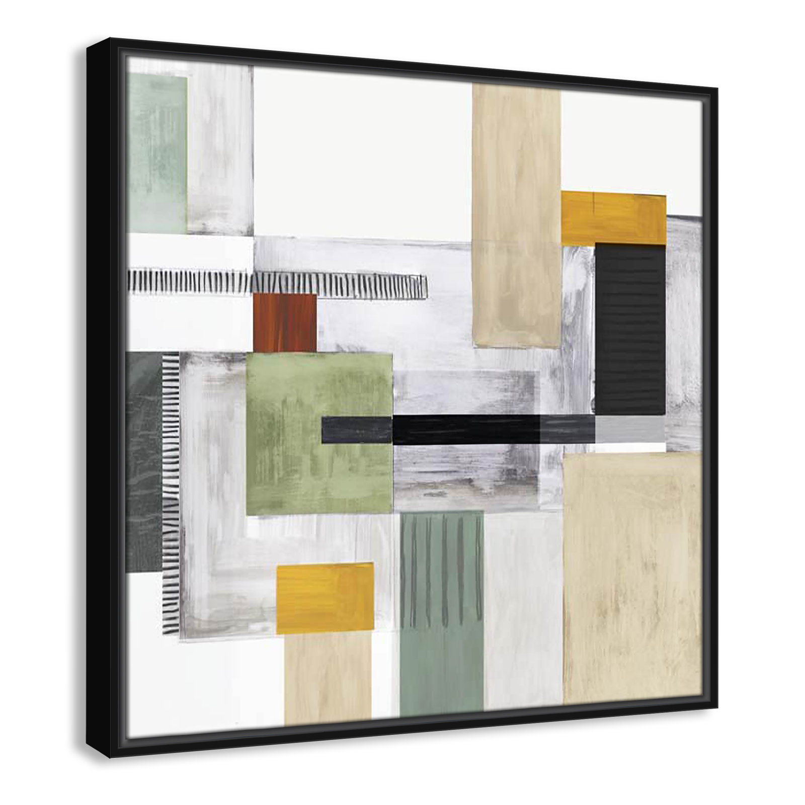 Playful Blocks Print, 25.5" H x 25.5" W x 2" D, Black Floater Framed