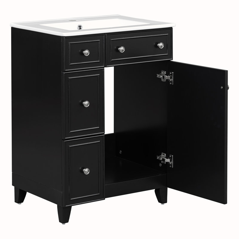 Armoire de meuble-lavabo 24 po, Noir