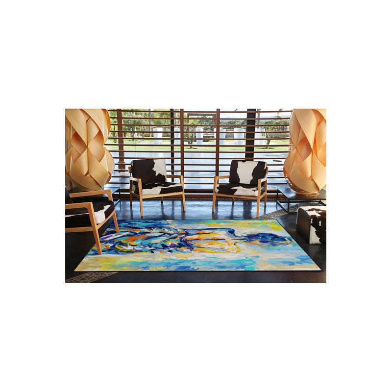 Tapis tissé à la main pastel, Sous-tapis rectangulaire 4 pi 7 po x 6 pi 7 po inc