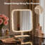 Miroir carré de coiffeuse à DEL avec bordure en cristal Iceberg, éclairage 3 couleurs, gradation continue et commande tactile, miroir de maquillage de table pour la chambre à coucher ou la coiffeuse-1818213106