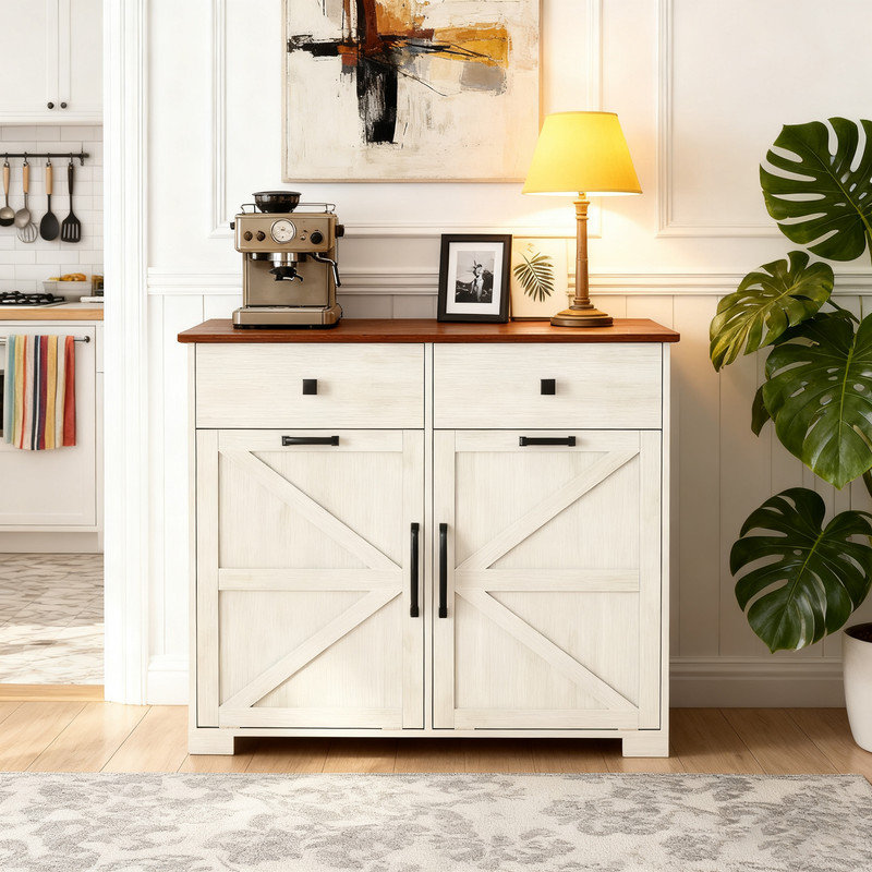 Armoire à déchets Farmhouse Tilt-Out, Blanc