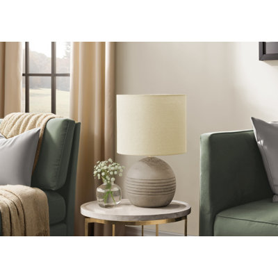 Lighting, 15"h, Table Lamp, Resin, Beige Shade, Contemporary, Modern