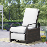Outdoor Wicker Swivel Recliner Chair, Reclining Backrest, Lifting Footrest, 360° Rotating Basic, Water Resistant Cushions for Patio
