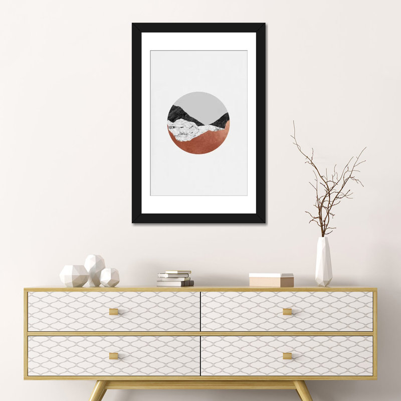« geometric iii », reproduction d’impression sur toile, H 24 po x l 16 po x P 1 po, Papier d'art encadré noir, Blanc