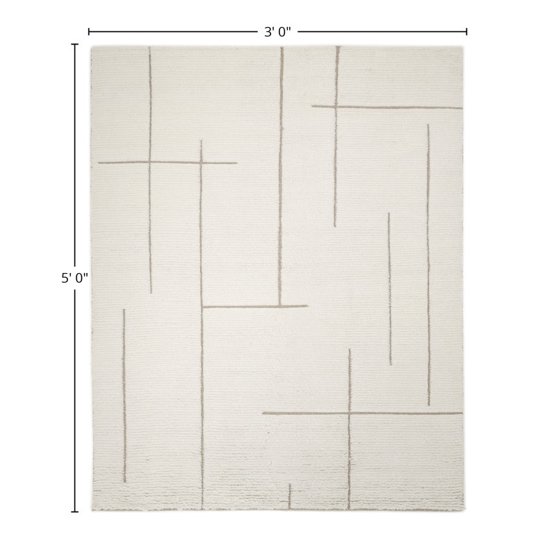 Norwhich Hand Knotted Area Rug, Rectangle 3' x 5'