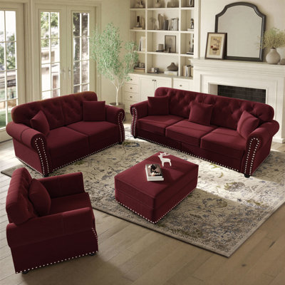 Annalease 4 Pieces Chesterfield Living Room Set