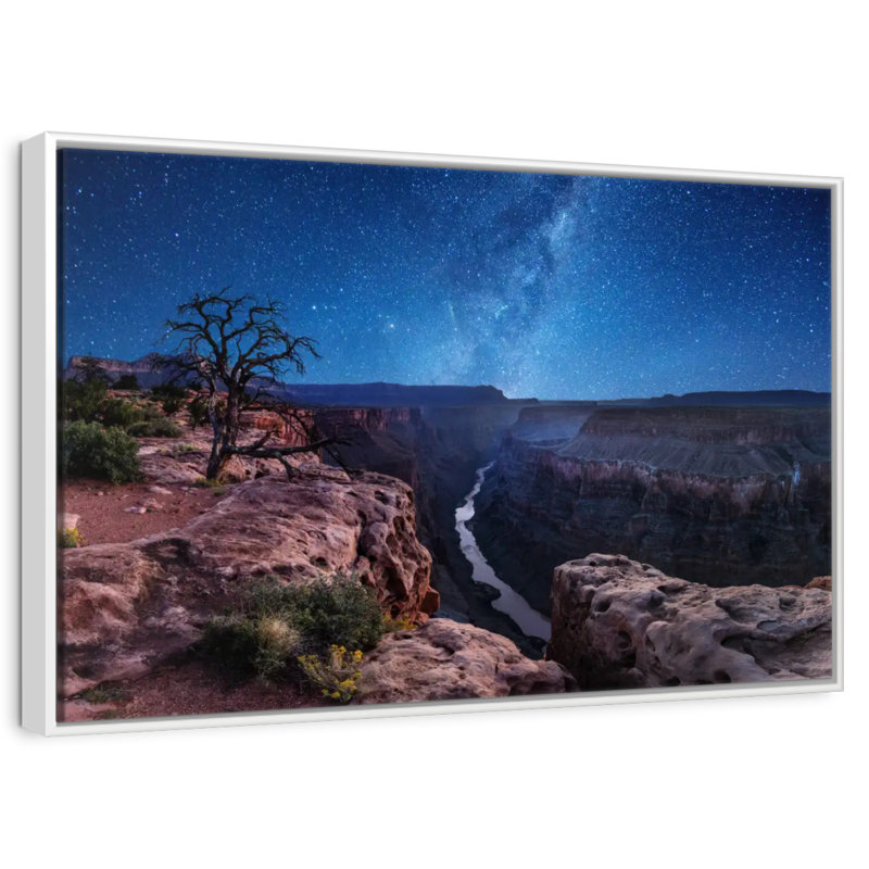 Nuit étoilée du Grand Canyon, Cadre flottant blanc, 25 po x 17 po