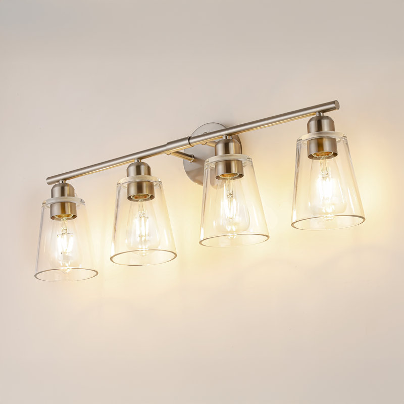Éclairage pour meuble-lavabo moderne 27 po 4 lumières Nickel sable , Nickel, 4 Lights
