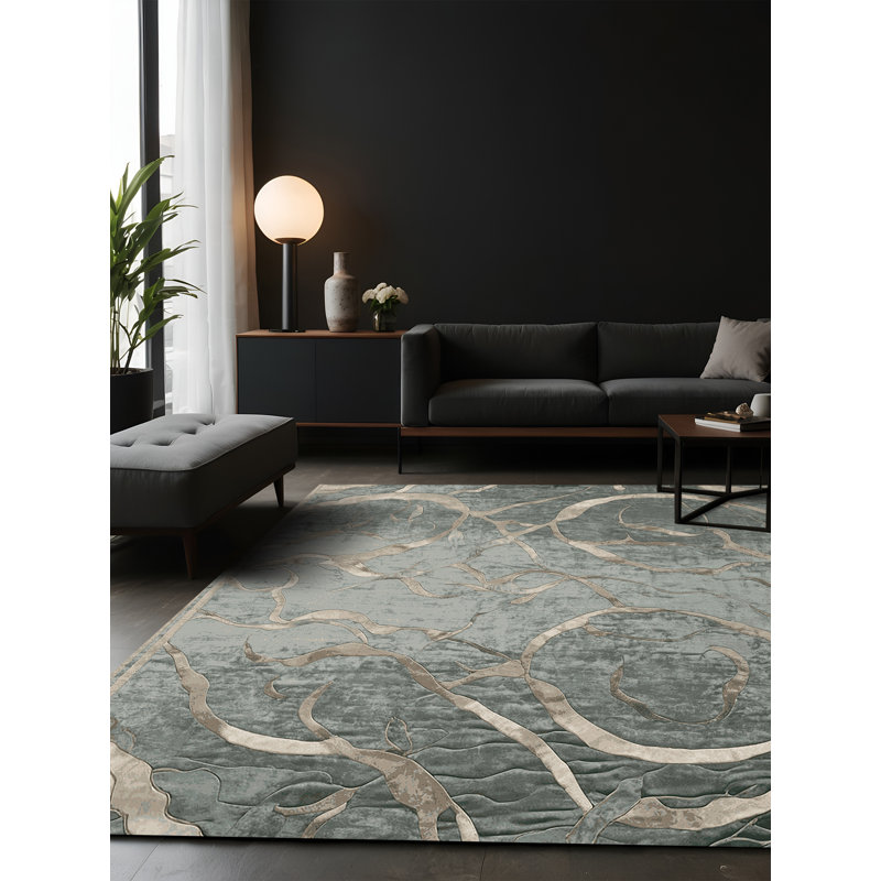 Tapis brun soyeux et moelleux, Carré 6 pi
