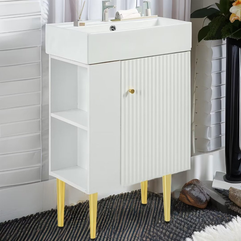 Ensemble de meuble-lavabo simple 21,6 po avec plateau en céramique Jaqueze