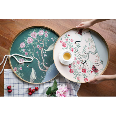 S/2 Decorative Tray L:d18.5X1" S:d15.5X1"
