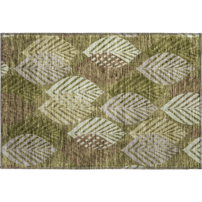 Premium Machine Washable Prisco Olive Rug