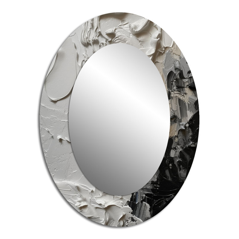 Décor de miroir mural blanc et noir Tranquility Unleashed IV - Blanc, 40 po x 30 po