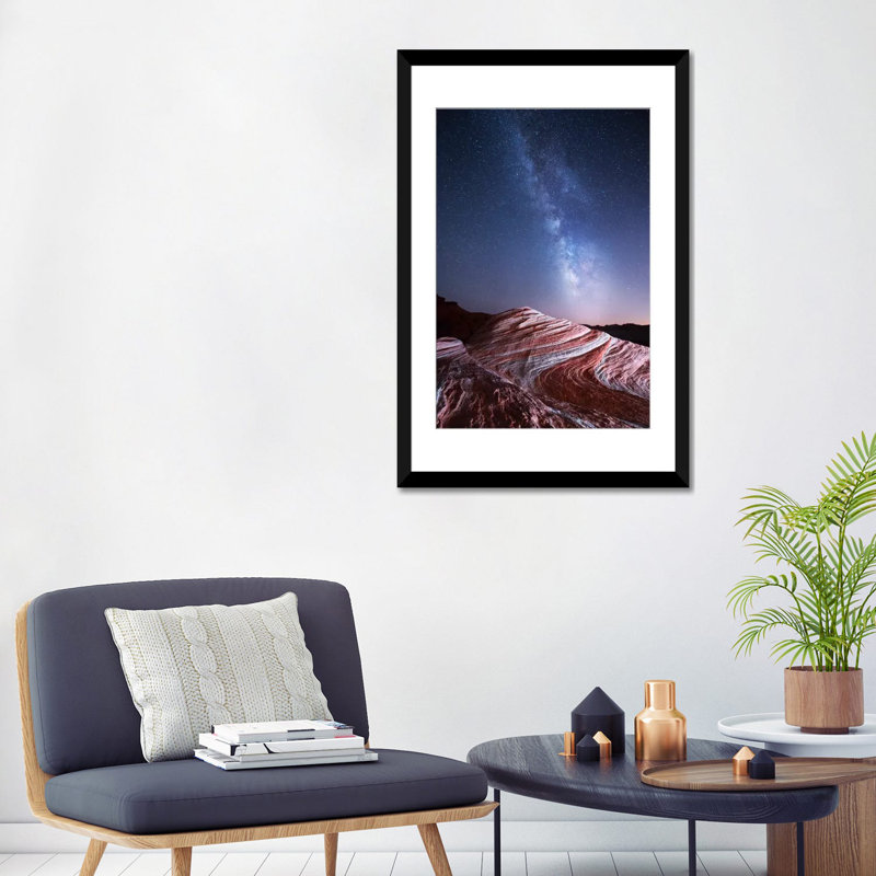 « fire wave », reproduction d’impression sur toile, H 24 po x l 16 po x P 1 po, Papier avec cadre noir, Blanc