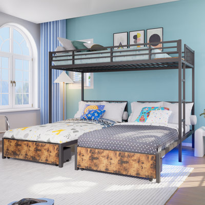 Triple Bunk Bed For Kids,3 Bed Bunk Beds For 3,Metal Triple Bunk Beds,Separates Into 3 Twin Beds,Noise Reduced Structure