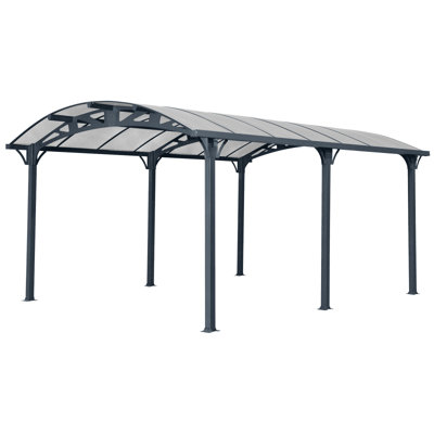 Outdoor Carport, 12 FT * 16 FT* 8 FT Arch Carport With Aluminum Frame And Polycarbonate Panels Car Port For Outdoor Driveway Car, Truck